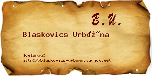 Blaskovics Urbána névjegykártya